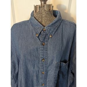 3 XL Tall chambery denim button shirt.  REPP Ltd. 100% cotton. Cheat pocket